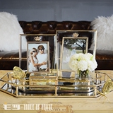 家居装饰品 现代简约 客厅卧室摆件摆设 金色玻璃镜面相框相架