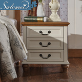 萨洛美 欧式 全实木 特价床头柜 白色床边柜 田园储物柜 卧室斗柜
