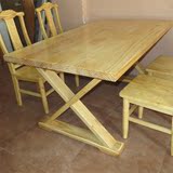 餐厅全实木餐桌餐凳组合原木小户型泡茶桌客厅长方形饭桌田园餐台