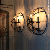 美式工业风三头蜡烛咖啡厅壁灯 酒吧个性创意复古铁艺墙壁灯