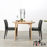 现代简约实木餐桌客厅圆形白橡木饭桌小户型简欧风格圆桌原木桌子