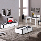 客厅家具环保钢琴烤漆板式茶几电视柜组合 简约现代储物钢化玻璃