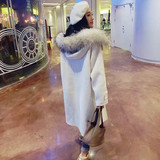 韩国东大门代购冬装新款狐狸毛双面羊绒呢大衣羊毛呢外套女
