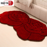 3D立体玫瑰花婚庆红色喜庆新房地毯 卧室床前边电脑椅韩国丝地毯