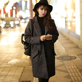 2015秋冬女装韩版学生羊毛呢外套品牌甜美中长款呢子大衣修身加厚