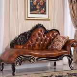 欧式贵妃椅真皮美人榻卧室实木躺椅新古典贵妃椅美式沙发定制家具