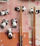 韩国文具 批发 慵懒黑白熊猫筷子架 手绘陶瓷餐具 筷架筷托