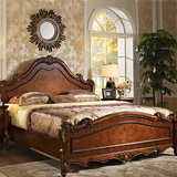 美式乡村实木床 卧室家具复古雕花床 婚床1.81.5米欧式实木双人床