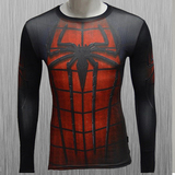 蜘蛛侠长袖运动紧身衣英雄联盟修身t恤男跑步上衣弹力健身衣速干
