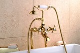 新款浴缸龙头淋浴花洒套装 手持喷头金色全铜仿古欧式落地水龙头