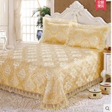 奢华韩式床盖三件套韩式莫代尔蕾丝床盖罩三件套欧式金黄礼品家纺