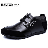 BEZIR冬季增高鞋男式6cm日常休闲隐形内增高男鞋英伦系带男士皮鞋