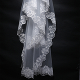 新娘头纱蕾丝花边1.5米2米3米超长婚纱头纱新款拖尾结婚礼服配饰