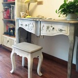 法式乡村做旧实木书桌清新复古梳妆台写字台欧式办公桌简约电脑桌