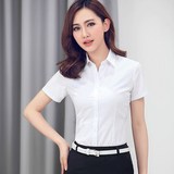 2016夏季新款潮韩版上衣职业装短袖衬衫女士品质棉衬衫纯色女子衫