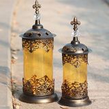 摩洛哥欧式烛台浪漫经典婚庆餐桌摆件复古铁艺玻璃风灯香薰蜡烛
