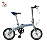 喜来喜高碳钢自行车14寸小型单车前立管折叠脚踏折叠单速前后V刹