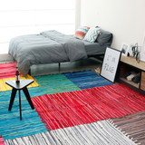 工编织棉布条地毯客厅茶几卧室床边榻榻米地垫脚垫造生活天鹅湖手