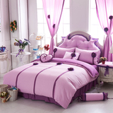 紫色妖姬蓝色妖姬纯棉韩版四件套公主款床罩床裙4件套田园风韩式