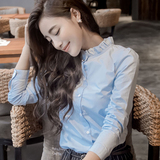 唯品会2016春秋新款正品牌朵以韩版女装打底衫百搭上衣长袖衬衫