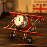 zakka美式风格复古飞机模型座钟 创意家居桌面摆饰 铁皮电子钟
