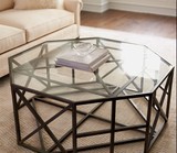 欧式铁艺茶几钢化玻璃整装简约现代创意小户型咖啡桌边几圆几餐桌