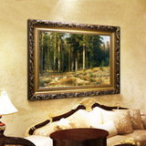 六派欧式山水风景油画美式玄关壁画客厅装饰画手绘肌理有框挂画
