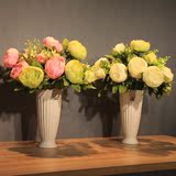 wo 仿真花欧式牡丹花束带花瓶 居家样板间客厅电视柜假花装饰花