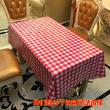 特价中式红白格子pvc防尘防水防油茶几垫长方形台布餐桌椅布桌布
