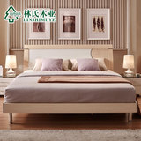 林氏木业简约现代板式床1.5 1.8米带抽屉双人床卧室成套家具923