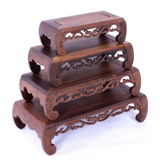 红木雕工艺品摆件奇玉石佛像茶壶实木长方形底座鸡翅木六字台琴桌