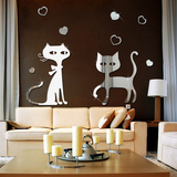 卡通动物猫咪墙贴3D水晶立体镜面墙贴客厅卧室儿童房装饰墙贴画