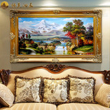 酒店会所办公室装饰欧式手绘油画山水风景GF31别墅客厅有框风水画
