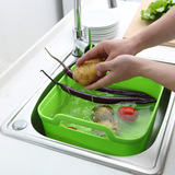 沥水篮双层加厚滤水篮创意移动水槽蔬菜水果收纳篮塑料沥水洗菜盆