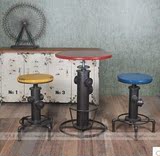 美式复古做旧旋转 可升降桌椅圆 创意家用铁艺消防栓吧台桌椅组合
