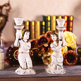 清仓  欧式陶瓷人物造型香薰蜡烛仿古复古餐厅装饰摆件奢华烛台