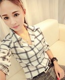 娜拉的衬衫 冬新品中长款纯棉法兰绒格子衬衫韩版长袖女衬衣C83