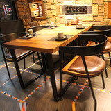 美式实木复古西餐咖啡厅方桌铁艺餐桌椅组合小户型休闲桌酒吧饭桌