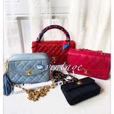 二手正品vintage Chanel 蓝色相机包、玫红色戴妃、珠光红母包