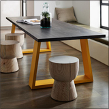 铁艺实木餐桌简约复古长方形电脑桌办公桌大板长桌会议桌书桌定做