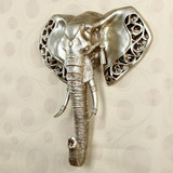 欧式动物壁挂墙上装饰品客厅创意奢华摆件树脂大象头壁饰玄关墙饰