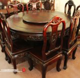 东阳红木餐桌 大红酸枝餐桌餐椅 交趾黄檀古典圆桌 欧式红木餐台