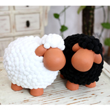 可爱陶土贴球羊储钱罐 创意手工小动物桌面摆件欧式客厅装饰品