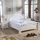实木床白色1.8米双人床 现代欧式高箱储物床 婚床榆木床PK橡木床