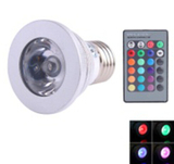LED 16色遥控节能灯  七彩RGB变色酒吧柜花园装饰射灯杯灯泡3w
