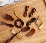 日式和风 原木筷子架 实木质筷子托 树叶小鱼筷托筷枕筷架