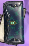 安娜苏 ANNASUI  2014年款  蓝色底绿色花纹 长款 钱包