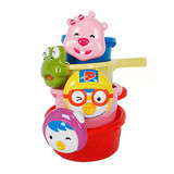 韩国pororo小企鹅玩具 儿童戏水玩具 叠叠乐益智洗澡戏水玩沙杯