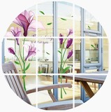家居用品墙纸壁贴画创意紫百合花自粘客厅卧室沙发墙贴办公室装饰