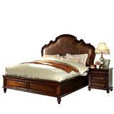 美式乡村美式床实木真皮软靠床三包到家100%实木简约现代